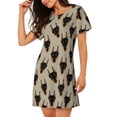 thumbnail image 2 of Fotbe Cute Black Dog Bata de Dormir para Mujer con Estampado, Camisón de Algodón de Manga Corta, Ropa de Dormir Casual, 2 of 6