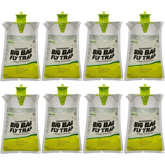 RESCUE! Big Bag Fly Trap Disposable Outdoor Hanging Trap - Large Capacity - 8 Traps