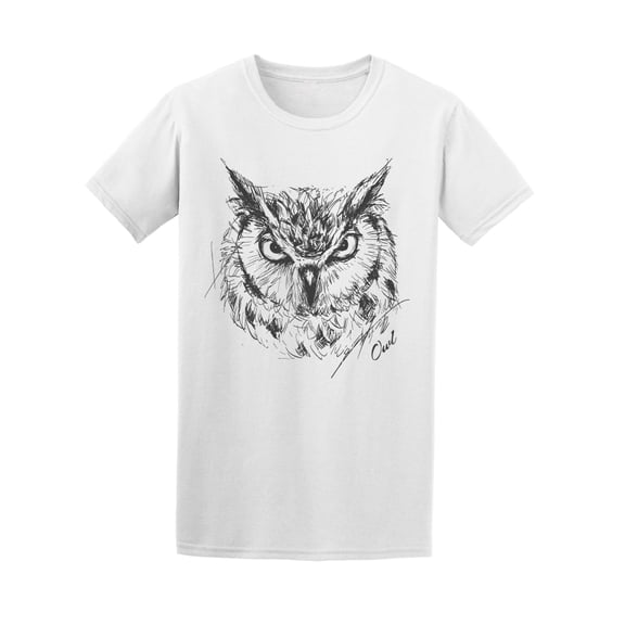 Owl Head Sketch Caption Tee Men's -Image by Shutterstock