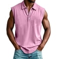 thumbnail image 3 of Pafei Tyugd Sleeveless Shirts for Men Vintage Button Collared Tank Tops Breathable Cozy Gym T Shirts for Running Fitness Pink M, 3 of 7