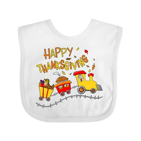 

Inktastic Happy Thanksgiving Turkey Train with Food Gift Baby Boy or Baby Girl Bib