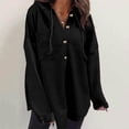 thumbnail image 2 of Shirts for Women Dressy Casual Winter Fall Relaxed Fit Hooded Long Sleeve Kimono Drop Shoulder Hoody Solid Color Leisure Cotton Sweatshirt Hoodie(Black,XL), 2 of 6