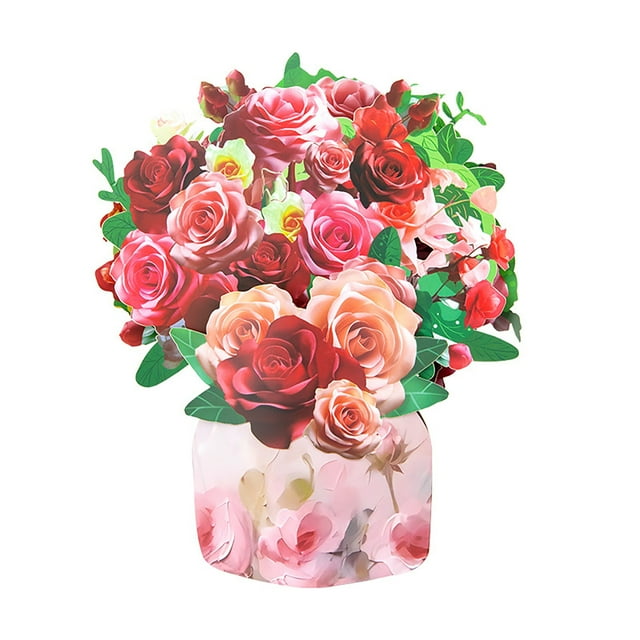 Party Greeting Card Multi Flower Optional 3D Three Handmade Paper Carving Mother's Day Vase Card: Use Exquisite Beauty To Convey Deep Feelings In The Heart Dedicated To The Favorite Mother