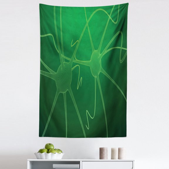 Anatomy Tapestry, Science and Medical Brain Neuron System Technologic Depiction of Illustration, Fabric Wall Hanging Decor for Bedroom Living Room Dorm, 5 Sizes, Emerald Green, by Ambesonne