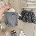 thumbnail image 4 of SGFCWSX Girls 2 Piece Outfits Sleeveless Bow Knot Tank Tops Plaid Skort Summer Casual Clothes Set Gray Size 3T, 4 of 8