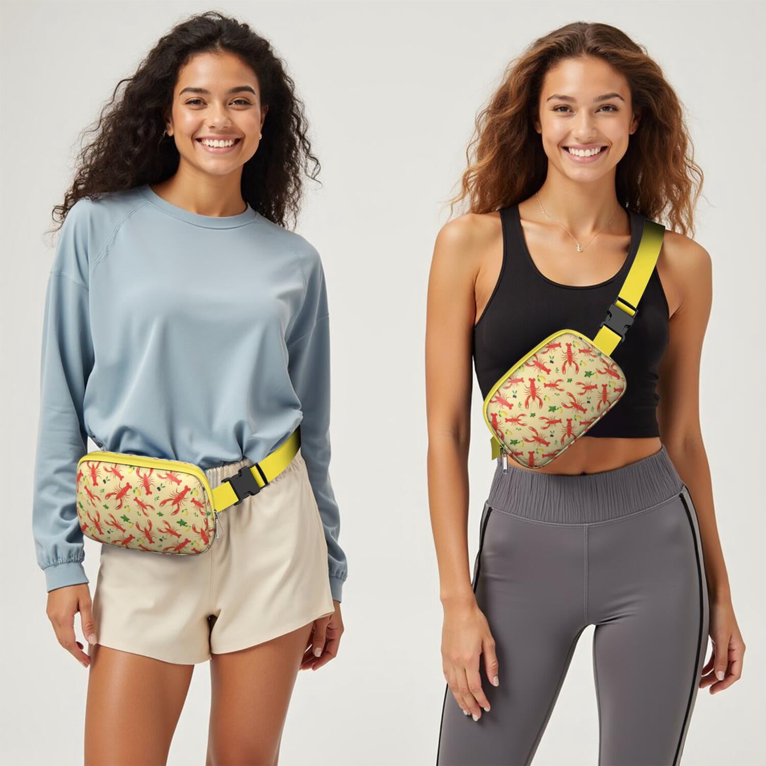 Tropical Lobster Belt Bag for Women – Nautical Sea Life Fanny Pack with Crustacean, Coral, Starfish & Coastal Ocean Vibes