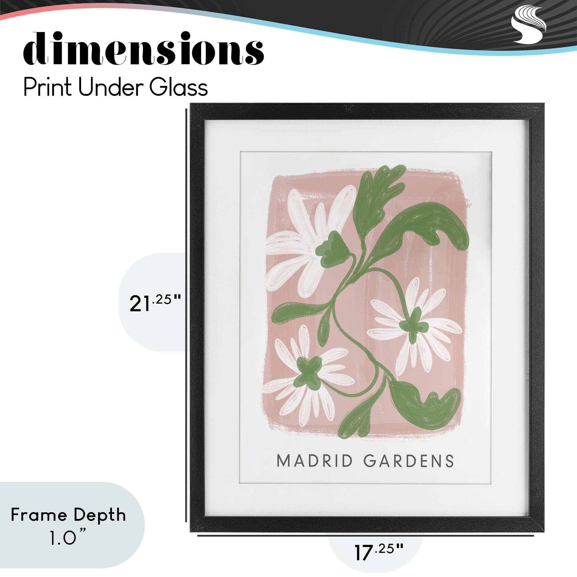 Stupell Industries Madrid Gardens Pastel Blooms Black Framed Print Under Glass, design by Lucille Price
