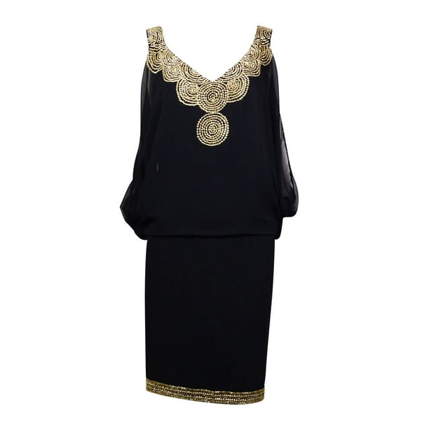 j kara v neck beaded gown