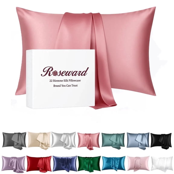22 Momme Mulberry Silk Pillowcase for Hair and Skin, 6A Grade 100% Silk Pillow Cases with Zipper Standard Size, Organic, Washable, Wrinkle Free, 1 Pc 20"x26"