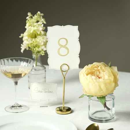 Gold Table Number Stands by Celebrate It – 6 Tall Metal Holders for Weddings – Events & Parties – Fits Cards or Signs – 8-Pack