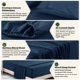 thumbnail image 5 of Lux Decor King Rayon from Bamboo Blend Sheets Set - 4 Piece Cooling Bed Sheets Set, Navy Blue, 5 of 9