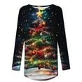 thumbnail image 4 of Christmas Shirts for Women Ugly Christmas Sweater Crew Neck Blouses Long Sleeve Sweatshirts Christmas Tree Print Pullover Sweater Blouses Fall Casual Trendy Sweatshirt Hooded Pullover Tops, 4 of 5