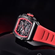 PAGANI DESIGN Mens Quartz Watches Chronograph Tonneau Stainless Steel Sports Wrist Watches for Men Synthetic Sapphire Dial Glass