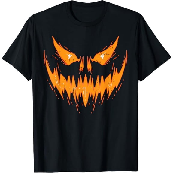 Scary Spooky Jack O Lantern Face Pumpkin Halloween Men Boys T-Shirt
