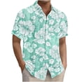 thumbnail image 3 of Yteetum Men's T Shirts Under $5.00 s Hawaiian Floral Print T Shirts Casual Button Down Short Sleeve Lapel Beach Summer T-Shirts, 3 of 7