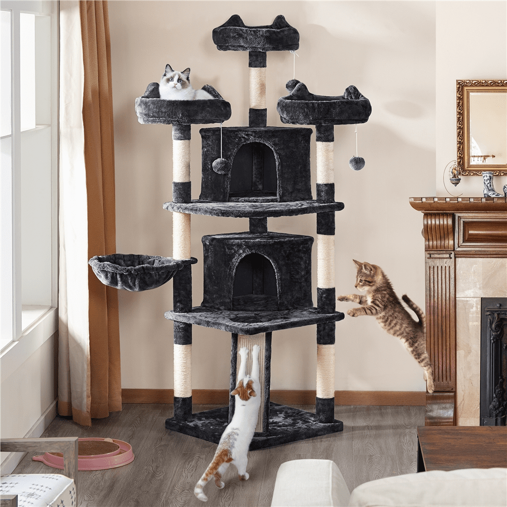 Renwick 68.5in Multi-Level Cat Tree Caves Condos, Black