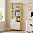 thumbnail image 4 of Whizmax Gold Bookshelf with Drawers Modern Bookcase White Storage Rack Shelf Tall Standing Bookshelves Large Display Racks Unique Book Shelf,for Bedroom, Living Room, 4 of 8