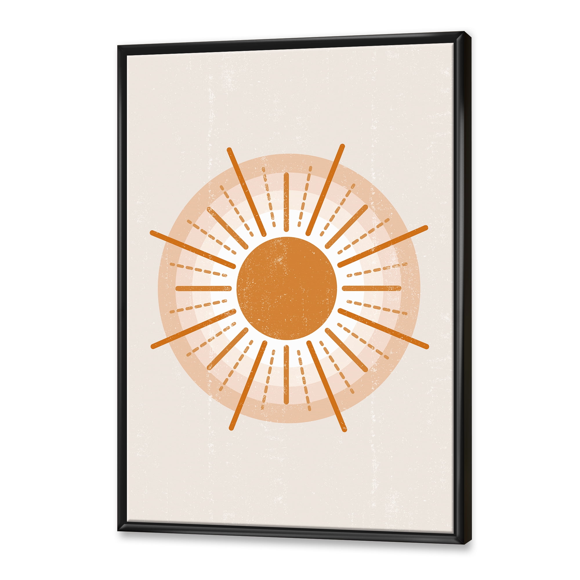 Designart 'Orange Radiant Sun II' Modern Framed Canvas Wall Art Print