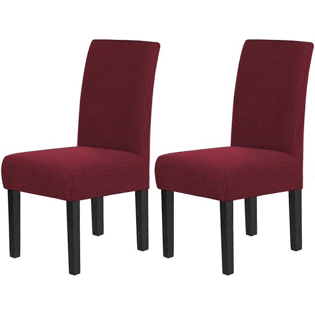CHAO Fundas para sillas de comedor, fundas elásticas para sillas de comedor, cojines para sillas de comedor, fundas para sillas extraíbles y lavables, juego de 2, vino salvia*2