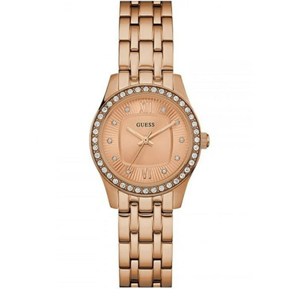 GUESS W0762L3,Ladies Dress,Stainless Steel,Rose gold tone,Crystal Accented Bezel,30m WR