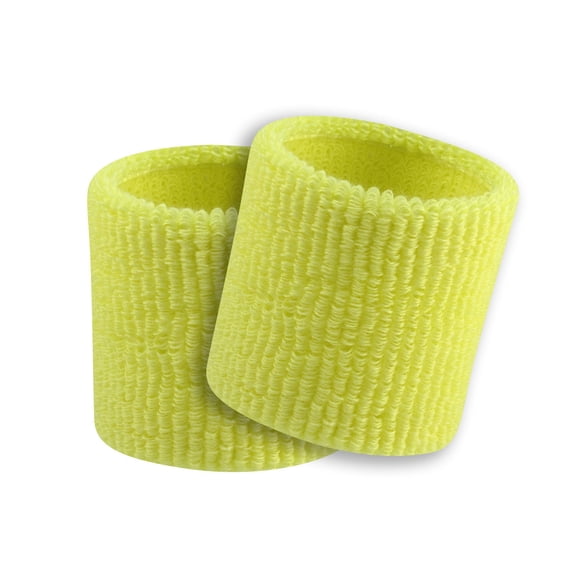 TCK Sports 3.5" Wristbands (1-pair), Terry Soft Knit, Basketball, Football (Yellow)