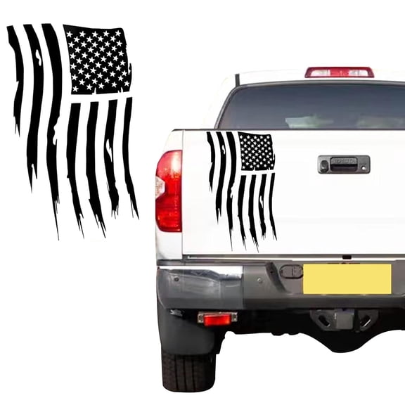20"x11"American Flag Stickers,Vintage Stripe American Flag Truck Tailgate Vinyl Decals,Suitable For Car Hood,SUV, Truck Hood,Window,Door,Side Windshield,Car Stickers Decoration (Black-B)