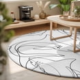 thumbnail image 3 of Round Area Rugs 6Ft, Black White Shark Non-Slip Washable Circle Rugs Carpet, Modern Line Abstract Art Indoor Outdoor Rug Floor Mats Throw Runner for Bedroom Living Room Bathroom, 3 of 8