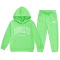 thumbnail image 3 of WOYY Little Girls Tracksuit Letter Print Hoodie Sweatshirt Jogger Pants Set, Sizes 6-7, 3 of 3