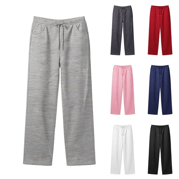 High Waisted Sweatpants for Women Wide Leg Baggy Pants with Pockets Drawstring Lounge Casual Wear 2026 Light Gray 2XL