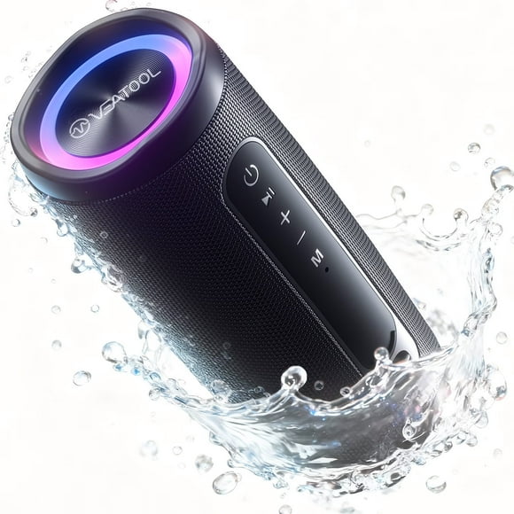VEAT00L Bluetooth Speaker, Wireless Portable with IPX7 Waterproof, Up to 30H Playtime,30W Powerful Bass,BT5.4,LED Lights,TWS Pairing