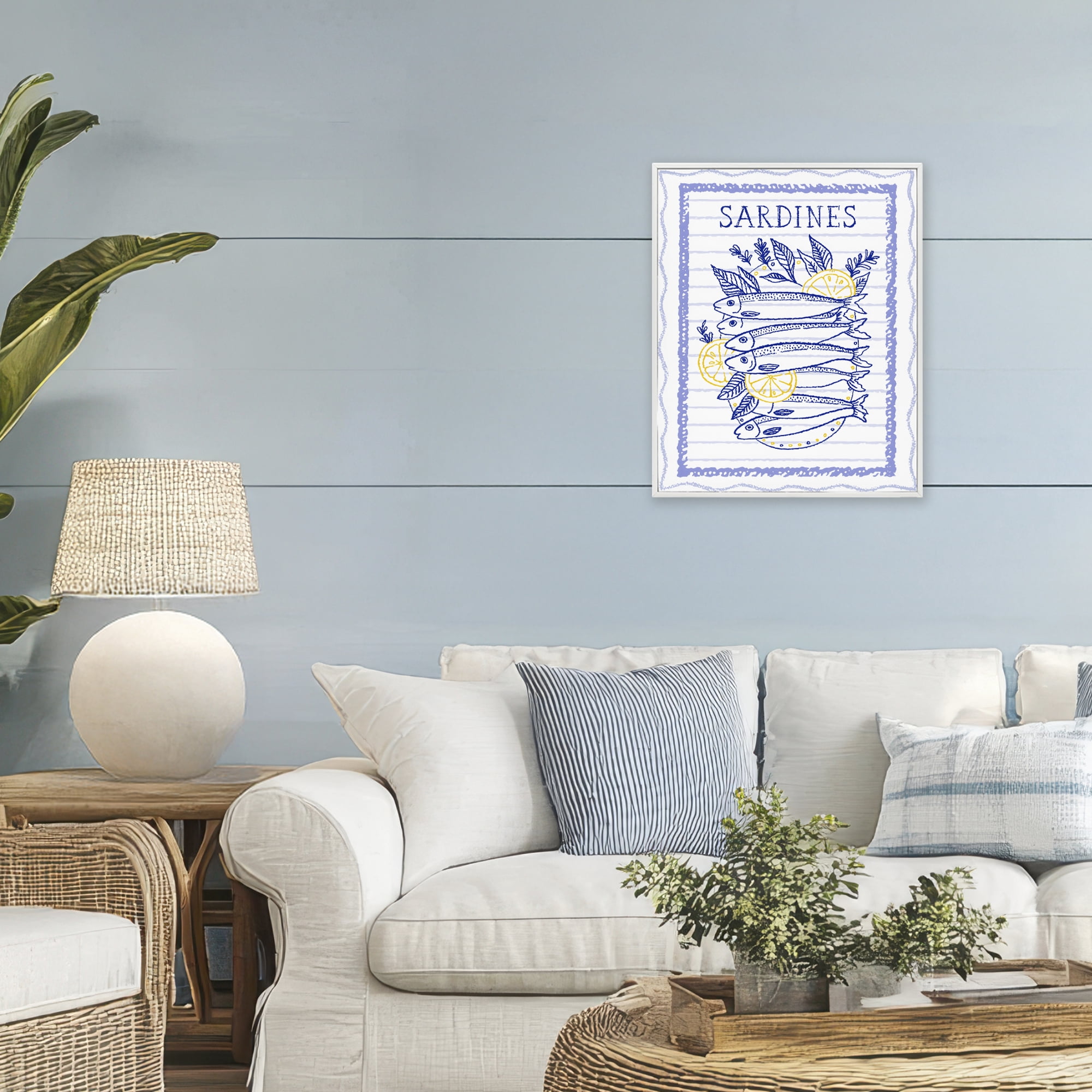 Stupell Industries Sardines Pile with Lemons White Framed Giclee Art, design by Creative Studio