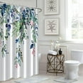 thumbnail image 3 of Green and Blue Eucalyptus Shower Curtain, Watercolor Spring Plant Leaves with Floral Shower Curtain Waterproof Fabric Shower Curtain Set with Hooks, 72x72 Inch, 3 of 6