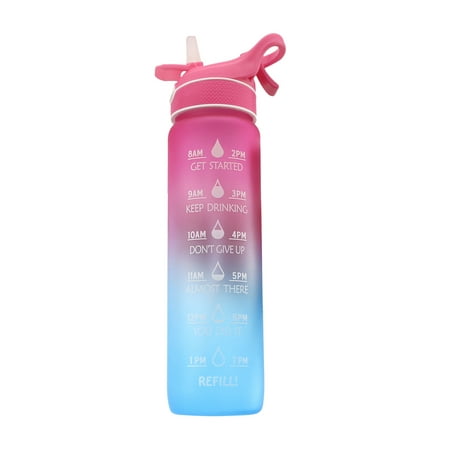 

1000ml Water Bottle With Straw And Spray Motivational Water Bottle With Time Marker Large Capacity Spray Sport Bottle Portable Reusable Space Cup Multiple Colors