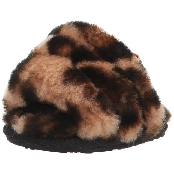 UGG Baby Girls I Fluff Yeah Slide Panther Print Slipper, Butterscotch, 4-5 Infant