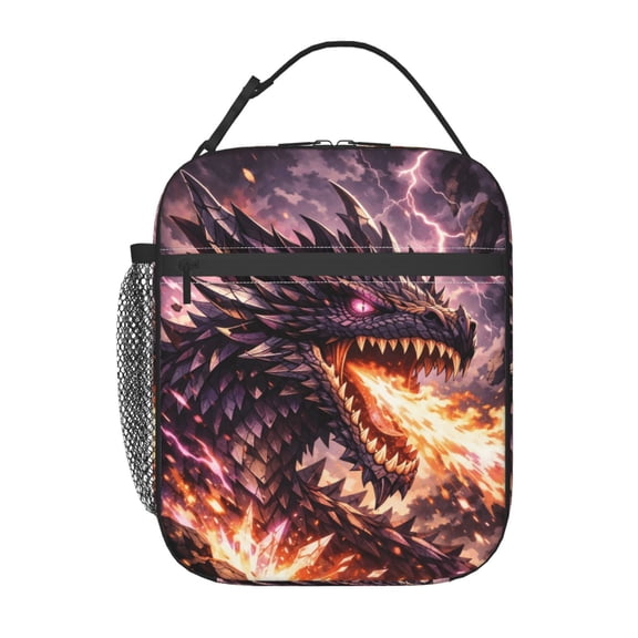 Purple Dragon Lunch Bag Reusable Thermal Lunch Tote with Handle for Women and Men