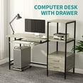 thumbnail image 2 of Mecor Computer Desk with 2 Drawers, Modern Writing Desk with Bookshelf, PC Laptop Study Table Workstation for Home (Oak Grey), 2 of 6
