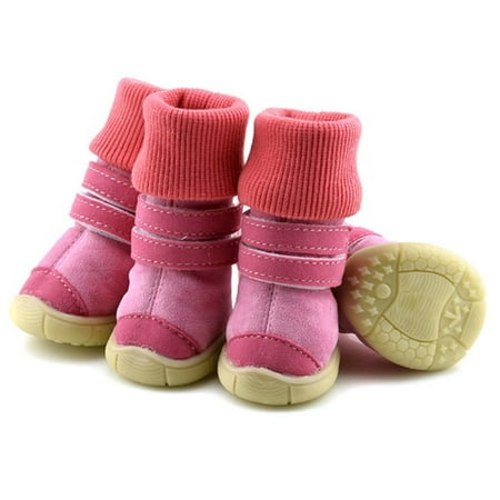 EFINNY 4PCS Dog Material-Suede Shoes Winter Anti-Slip Pet Snow Boots Warm Puppy Booties