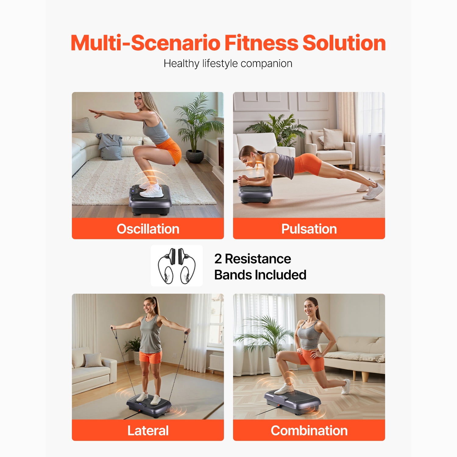 KFFKFF Vibration Plate Exercise Machine, Full Body Fitness Platform for Lymphatic Support and Weight Management, Home Workout Equipment with Resistance Bands, Body Shaker for Adults, Black