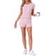 thumbnail image 2 of INSPIRAR CHIC Conjuntos de Pijamas de Manga Corta para Mujeres con Shorts de 2 Piezas Suave Cuello Redondo Ropa de Casa XL Rosa, 2 of 5