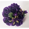 thumbnail image 2 of Rose Silk Flower Bouquet Dark Purple, 2 of 3