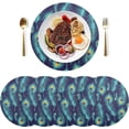 thumbnail image 2 of Coolnut Peacock Feather Round Placemat Set of 4, Non-Slip Heat Resistant & Waterproof Plate Pads for Dinner Table Table Placemats, 15.4 in Home Decor Gifts, 2 of 6