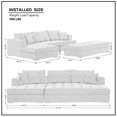 thumbnail image 5 of 111'' Tufted Fabric L-Shaped 3-Seat Sectional Sofa Set with Chaise Lounge & Ottoman Coffee Table Bench, Dark Grey, 5 of 9