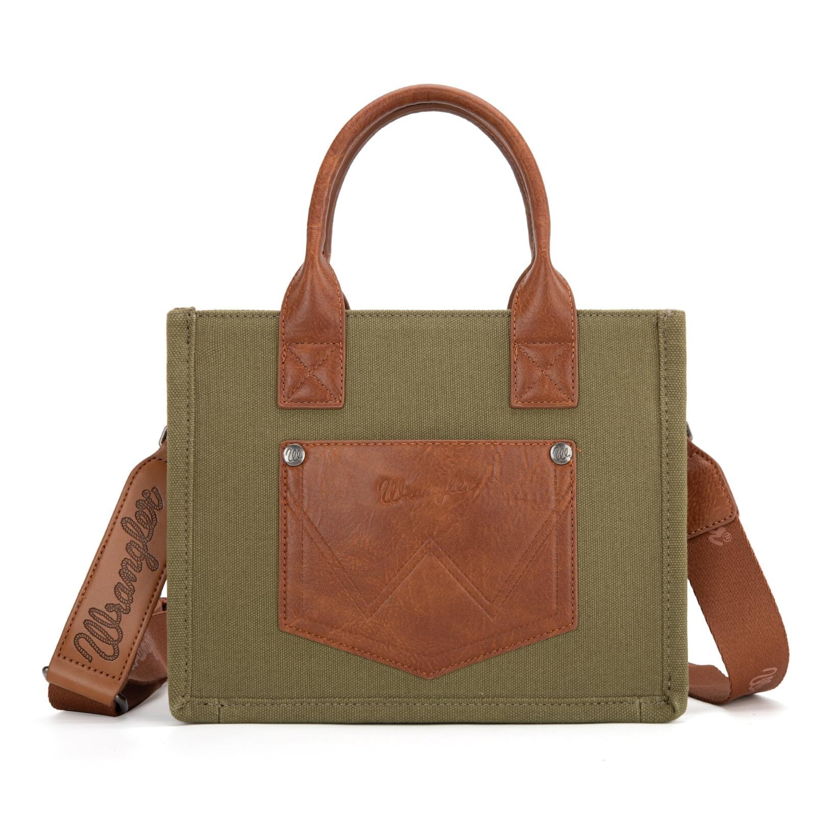 Wrangler Tote Bag for Women Retro Canvas Top Handle Purses and Handbags, Green