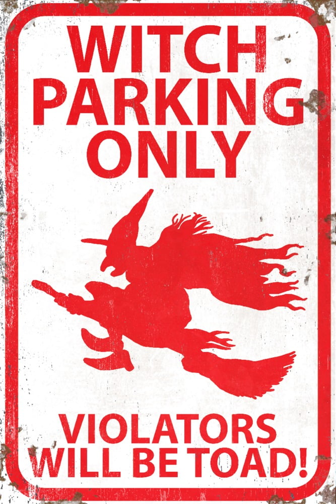Witch Parking Only Sign (16x24 Giclee Gallery Art Print, Vivid Textured