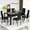 Black-Glass, variant on Baxluxe Glass Dining Table Set for 6, 7 Pieces Glass 51.18 Inch Kitchen Table and Chairs Set, Rectangle Dining Table with 6 Leather Backrest Dining Chairs, Modern Dinette Set for Big Family, Black