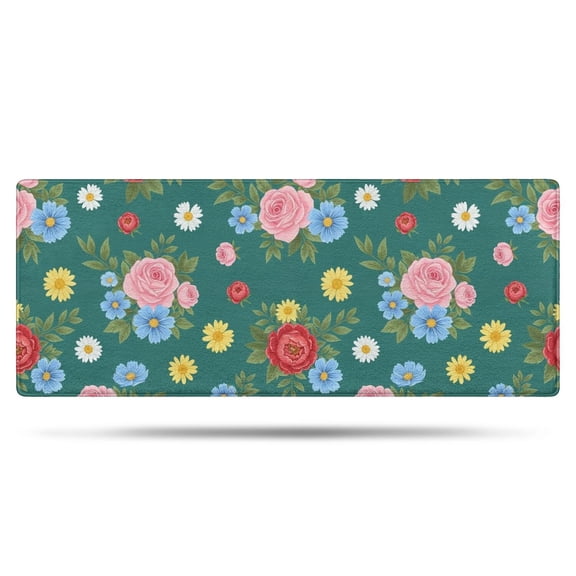 Pioneer Flower Floral Print Pattern Bathroom Rugs Mat, Non Slip Microfiber Bathroom Rug with Rubber Backing, Soft Mats for Bathroom Floor Tub Shower, 24"x60"