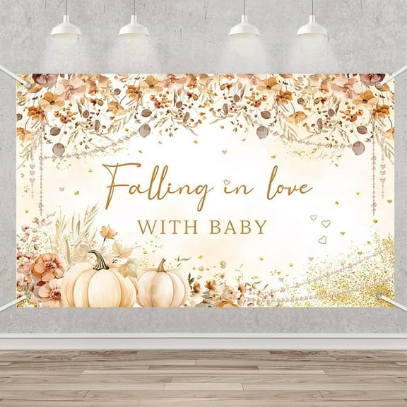 Wildflower Fall Little Pumpkin Baby Shower Backdrop Autumn Floral Baby Shower Decorations Banner Falling in Love with Baby Party Supplies Photography Background Photo Booth Props