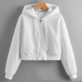 thumbnail image 3 of Yuannlog Womens Hoodies Zip Up Crop Tops Comfortable Casual Solid Color Long Sleeve Hooded Jacket Streetwear Sports Fall Winter Coat Clothes, 3 of 3