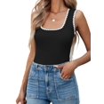 thumbnail image 2 of Women'S Square Neck Tank Tops Summer Sleeveless Shirts Casual Slim Fitted Color Block Ribbed Tanks, 2 of 9