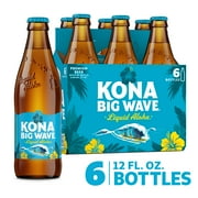 Kona Big Wave Premium Domestic Beer, 6 Pack Beer, 12 fl oz Glass Bottles, 4.4 % ABV